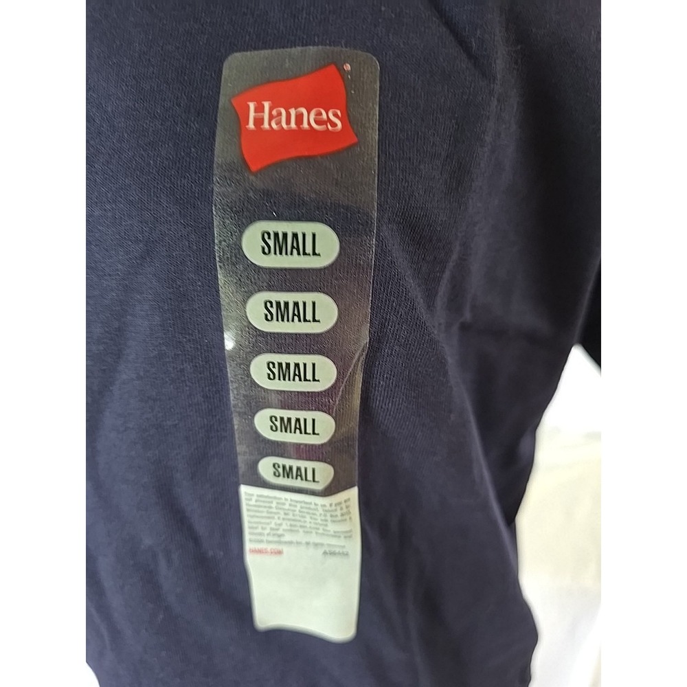 Hanes Mens Short Sleeve Plain Cotton Crew Neck Blank T-Shirt Blue Sz Small - Picture 2 of 10